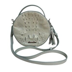 Brahmin Lane Ocean Collodi Circle Croc Embossed Leather Crossbody Bag Pale Blue